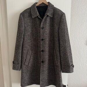 NWT Men's J. Crew Wool-blend overcoat Black and Grey